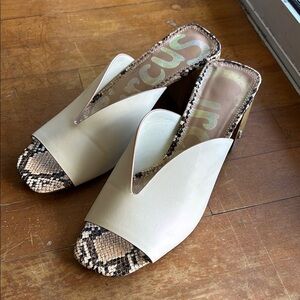 Stylish Cream and Snake Print Women's Shoes